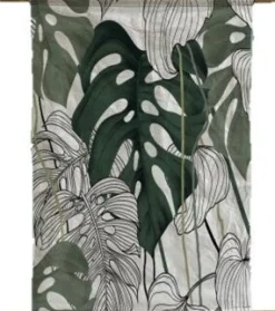 Intratuin wanddoek Monstera wit / groen 45 x 30 cm