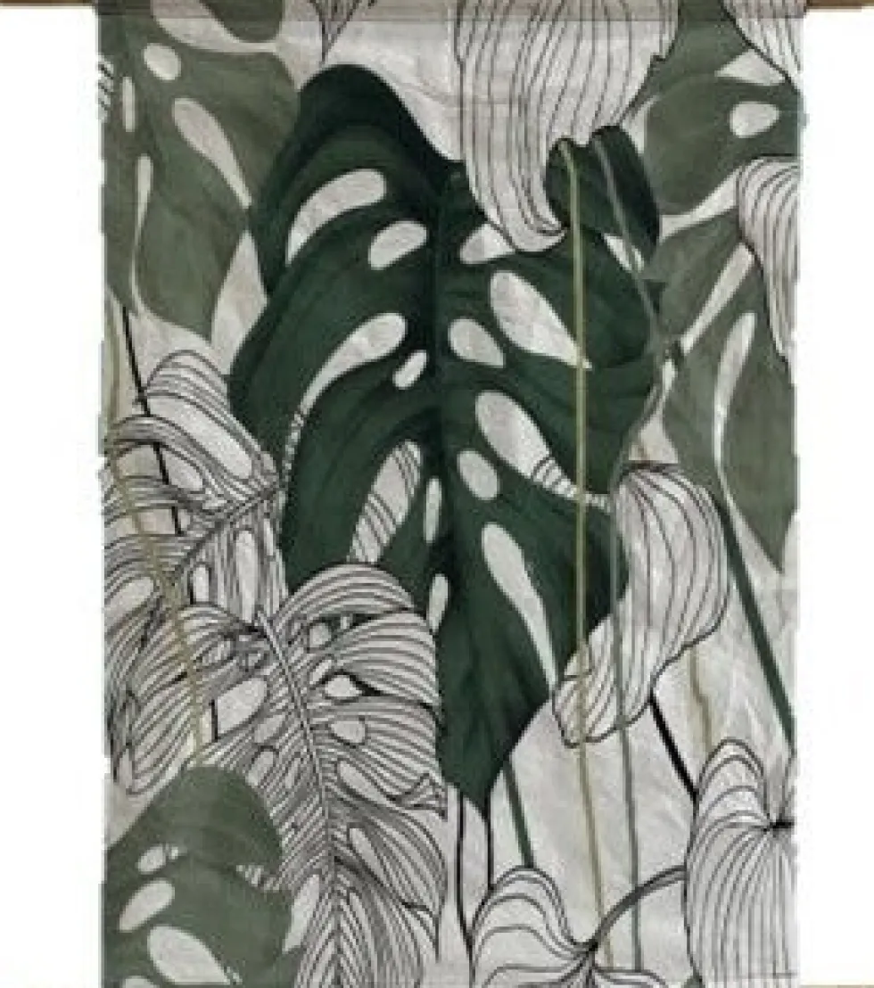 Intratuin wanddoek Monstera wit / groen 45 x 30 cm