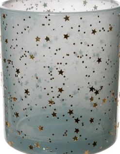 Intratuin waxinehouder met sterren blauw D 8 H 9 cm