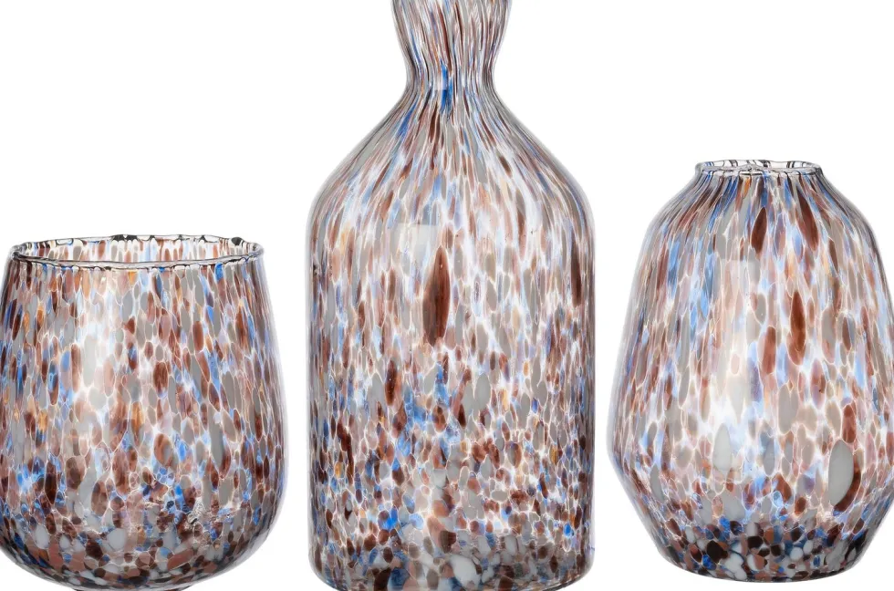 Intratuin waxinelichthouder Benja bruin / blauw / grijs D 12 H 12 cm
