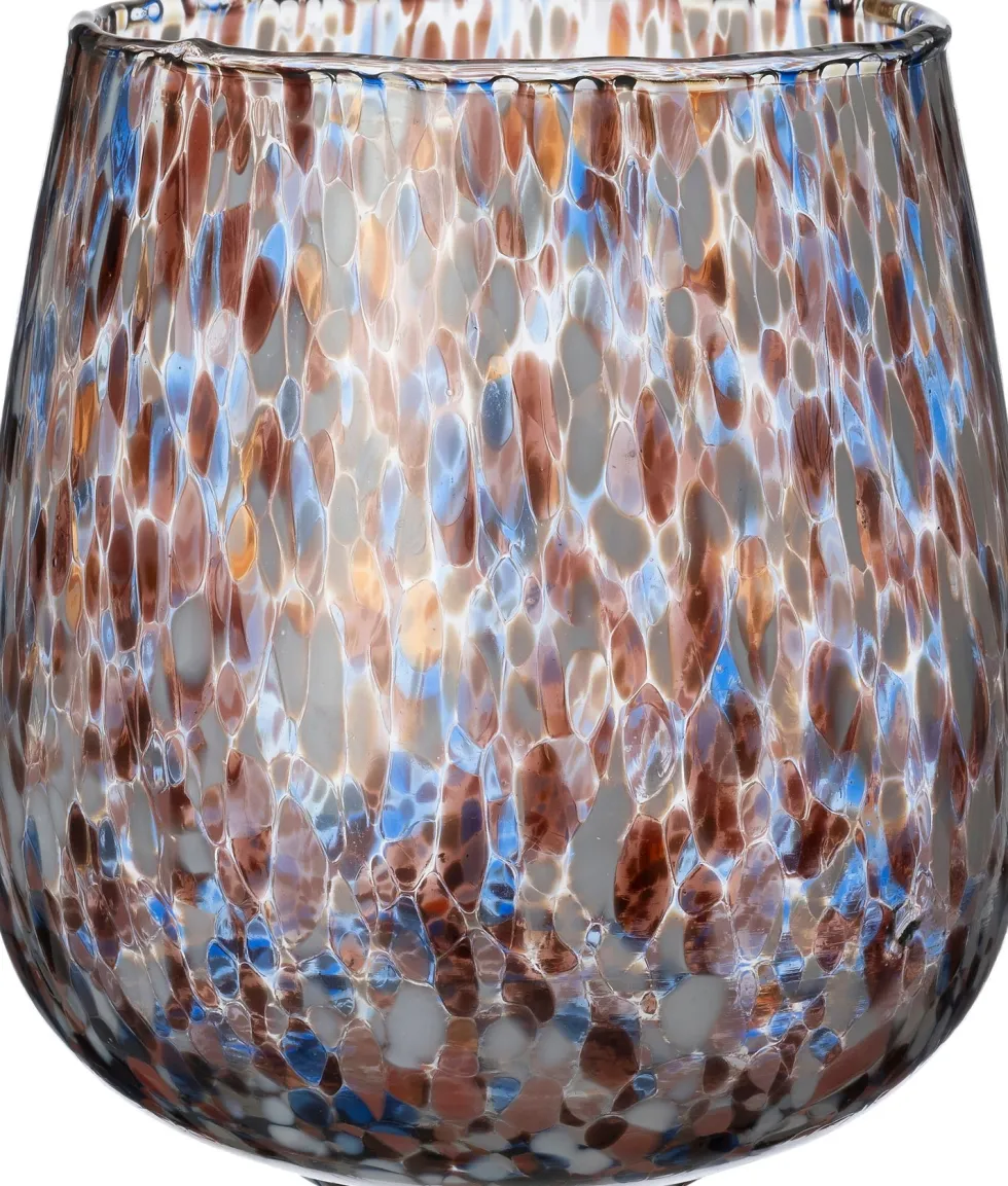 Intratuin waxinelichthouder Benja bruin / blauw / grijs D 12 H 12 cm