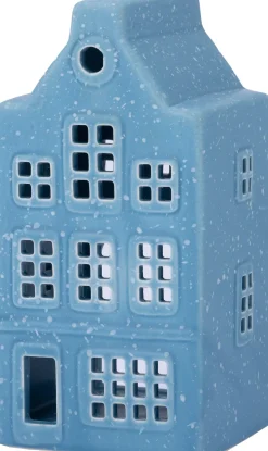 Intratuin waxinelichthouder Huis blauw 7,5 x 7,5 x 14,5 cm