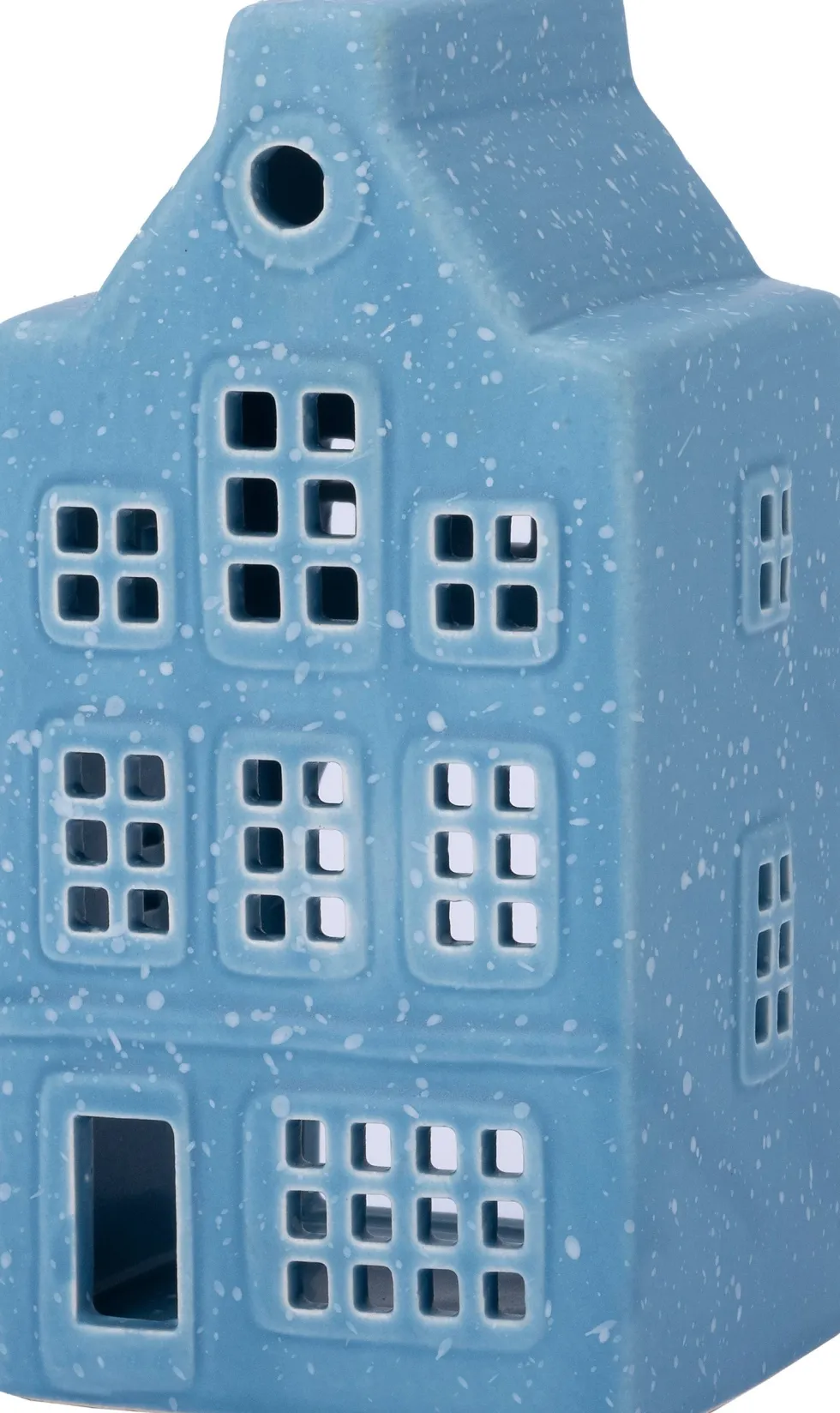 Intratuin waxinelichthouder Huis blauw 7,5 x 7,5 x 14,5 cm