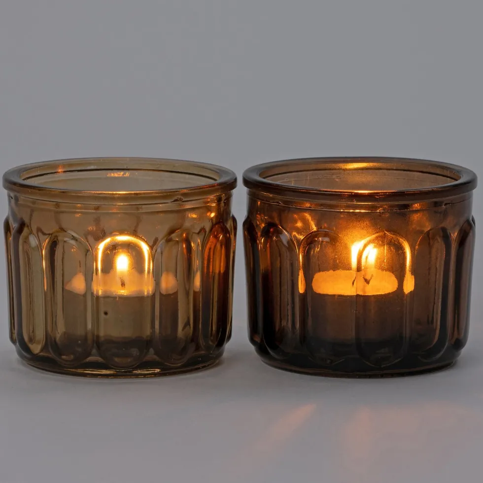 Intratuin waxinelichthouder Erwan lichtbruin D 7,3 H 5,5 cm