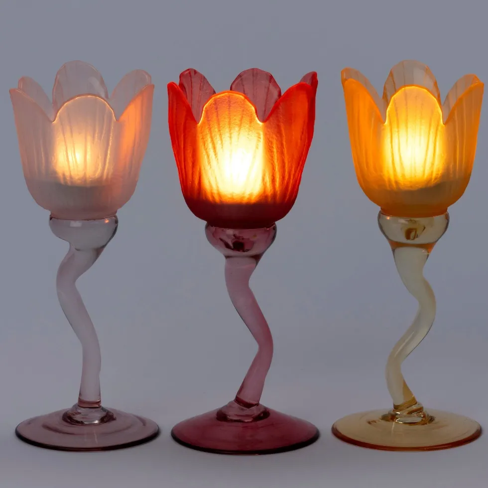 Intratuin waxinelichthouder Ave geel 8,5 x 8 x 19,5 cm