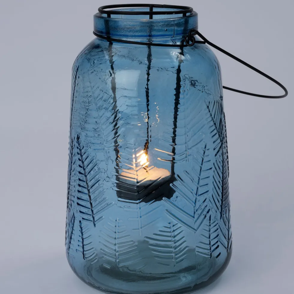 Intratuin waxinelichthouder Ella blauw D 12,5 H 19,5 cm