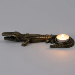Intratuin waxinelichthouder Krokodil koper 22 x 8,5 x 3 cm