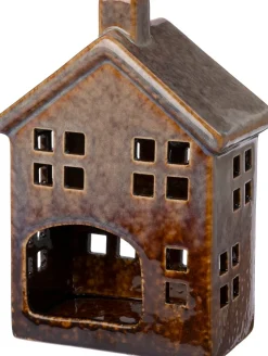 Intratuin waxinelichthouder Alain bruin 10,2 x 6,5 x 14,6 cm