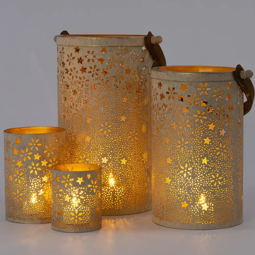 Intratuin waxinelichthouder Fetu sterren wit / goud D 8 H 10 cm