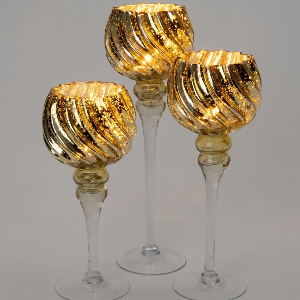 Intratuin waxinelichthouder op voet Nova goud D 12 H 40 cm