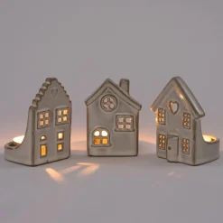 Intratuin waxinelichthouder Anja huisje wit 6 x 6 x 8,3 cm