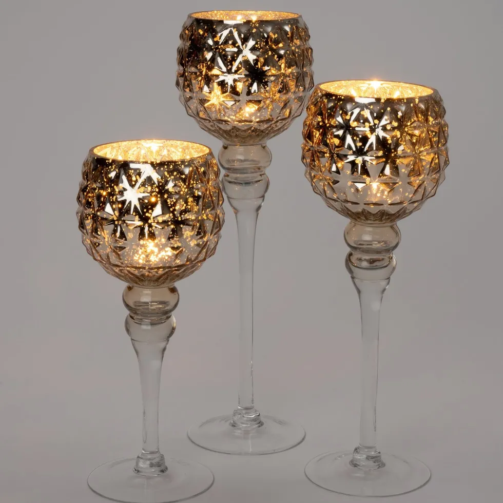 Intratuin waxinelichthouder op voet Elin goud D 12 H 40 cm