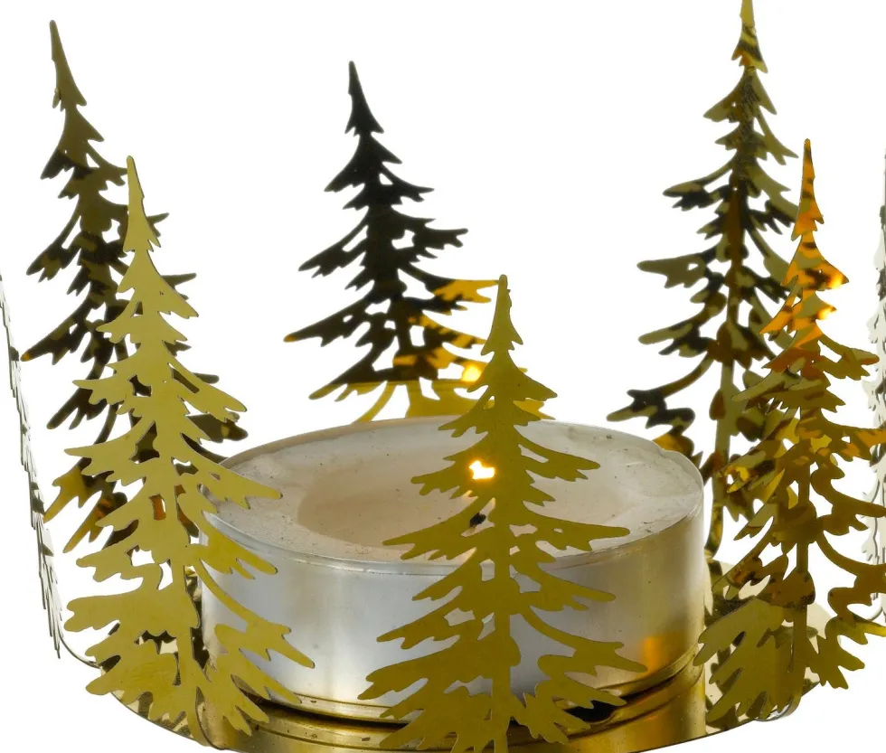 Intratuin waxinelichthouder kerstboom goud D 22,5 cm