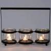 Intratuin waxinelichthouder met 3 houders zwart 36 x 11 x 26 cm