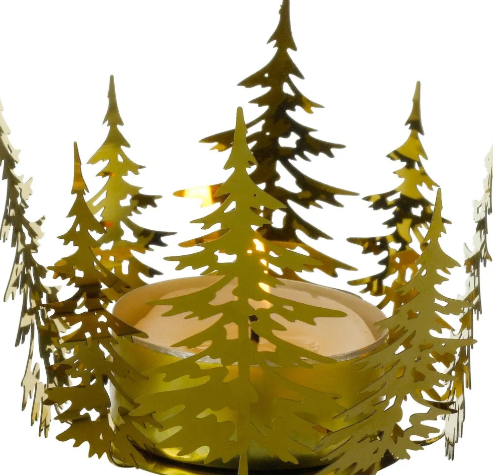 Intratuin waxinelichthouder kerstboom goud D 16,5 cm