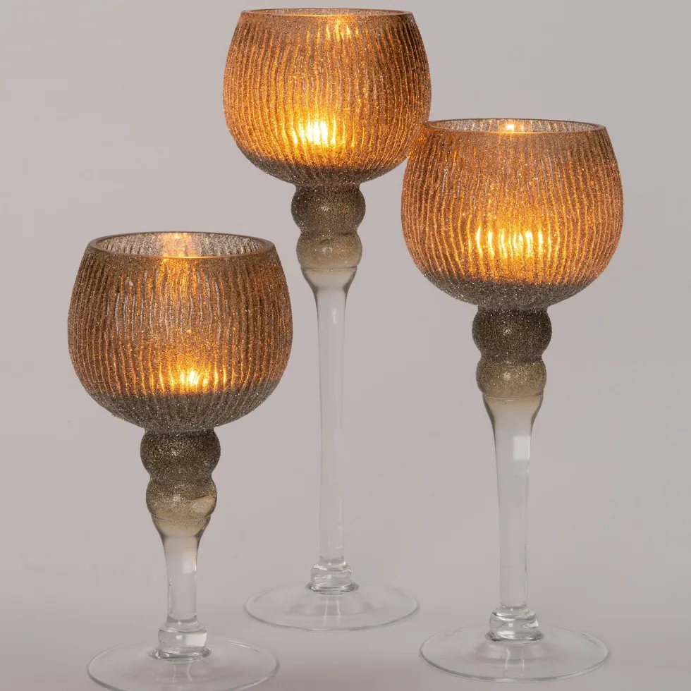 Intratuin waxinelichthouder op voet Gigi donkergroen D 11 H 30 cm