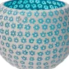 Intratuin waxinelichthouder Huub blauw / wit D 15 H 12 cm
