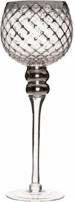Intratuin waxinelichthouder op voet Coby zilver D 12 H 40 cm