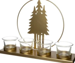Intratuin waxinelichthouder Frida kerstboom goud 29 x 8 x 21 cm