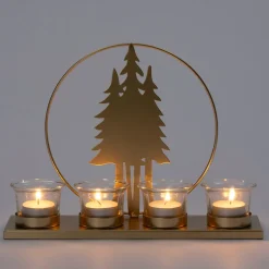 Intratuin waxinelichthouder Frida kerstboom goud 29 x 8 x 21 cm