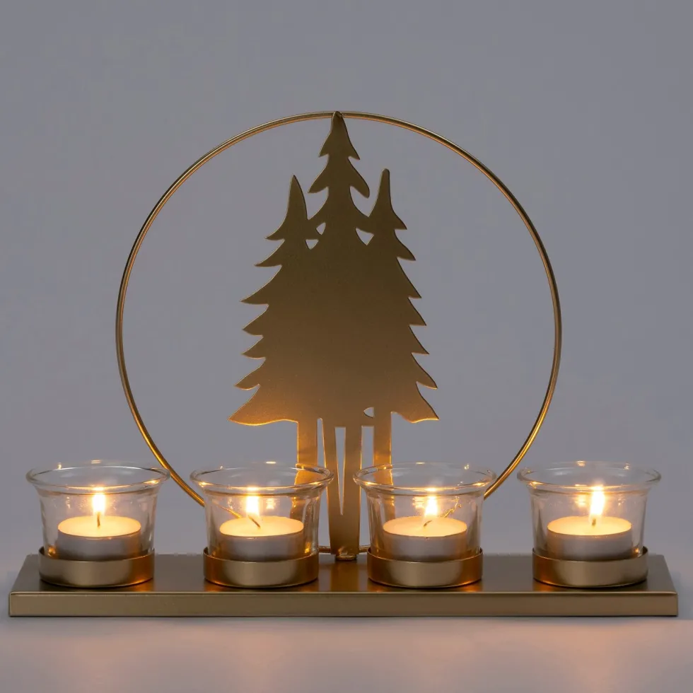 Intratuin waxinelichthouder Frida kerstboom goud 29 x 8 x 21 cm