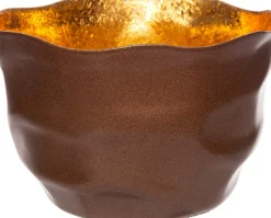 Intratuin waxinelichthouder Loki gegolfd koper / goud D 8 H 7 cm