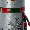 Intratuin windlicht sneeuwpop zilver / rood / groen 18,5 x 18,5 x 38,5 cm