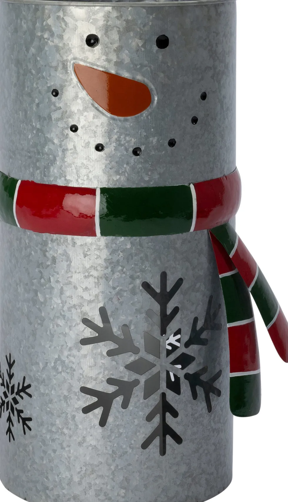 Intratuin windlicht sneeuwpop zilver / rood / groen 18,5 x 18,5 x 38,5 cm