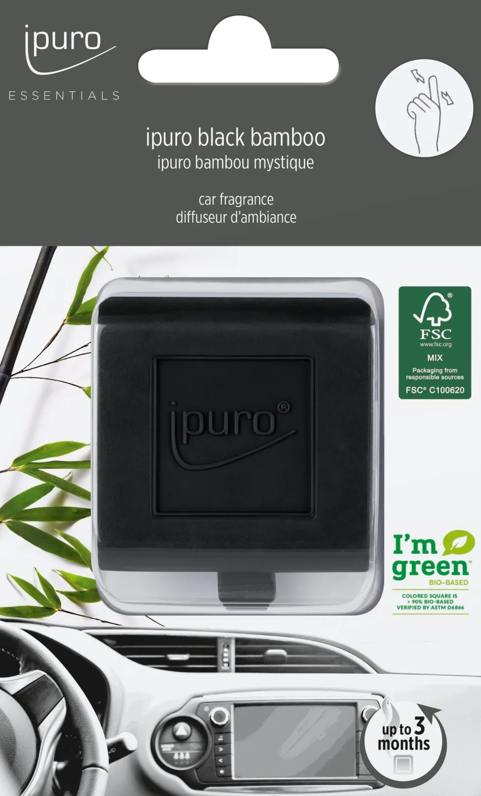Ipuro autoclip Essentials Black Bamboo 4 x 4 cm