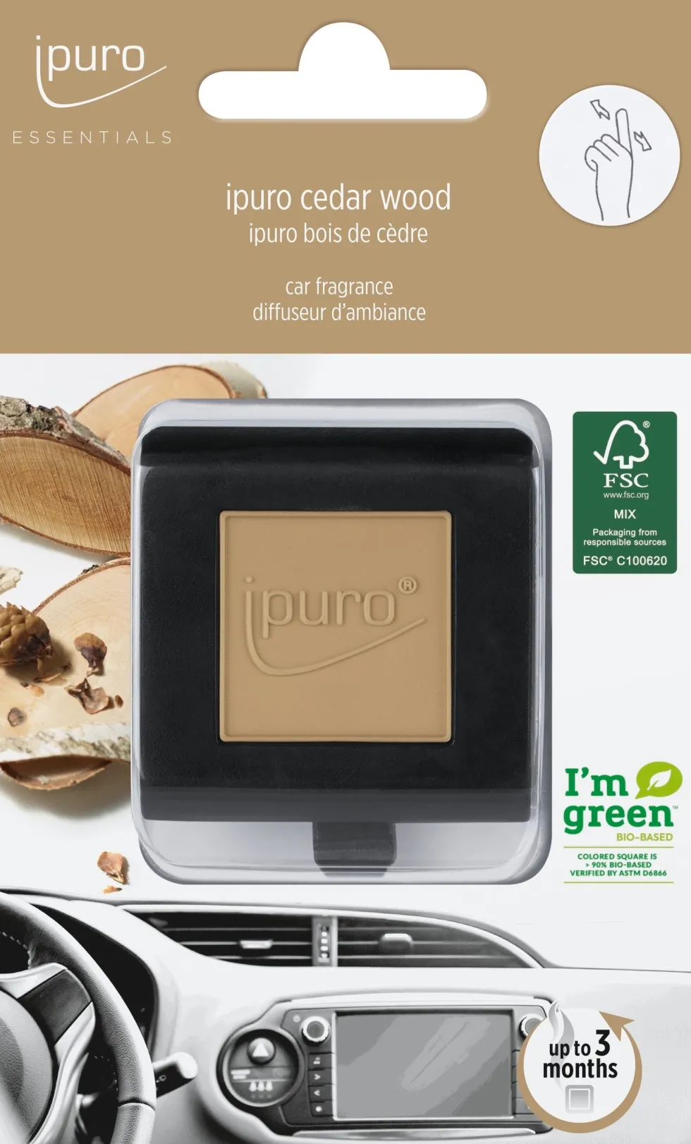 Ipuro autoclip Essentials Cedar Wood 4 x 4 cm