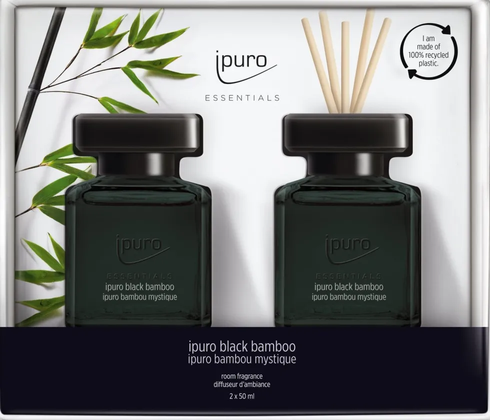Ipuro geurstokjes Essentials Black Bamboo 50 ml 2 stuks
