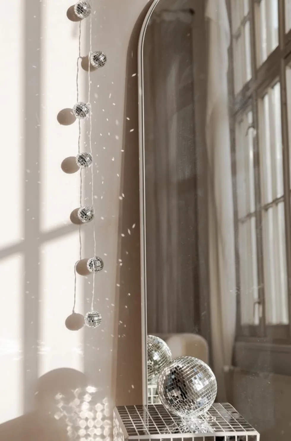 Jens Living lichtsnoer met LED Discoballen zilver 1,65 m 10 stuks
