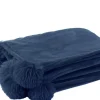J-Line plaid pompom blauw 170 x 130 cm
