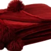 J-Line plaid pompom rood 170 x 130 cm