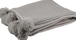 J-Line plaid pompom taupe 170 x 130 cm
