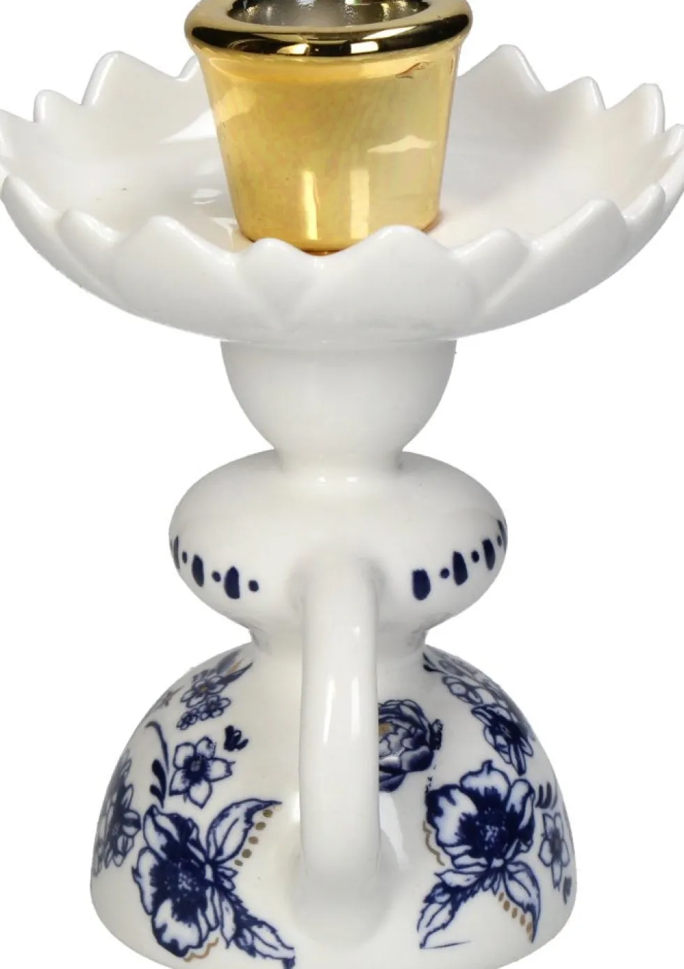 Kandelaar Clara wit / goud D 9 H 12 cm