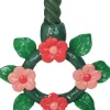 Kandelaar Fleur groen / roze 17 x 9,9 x 19 cm