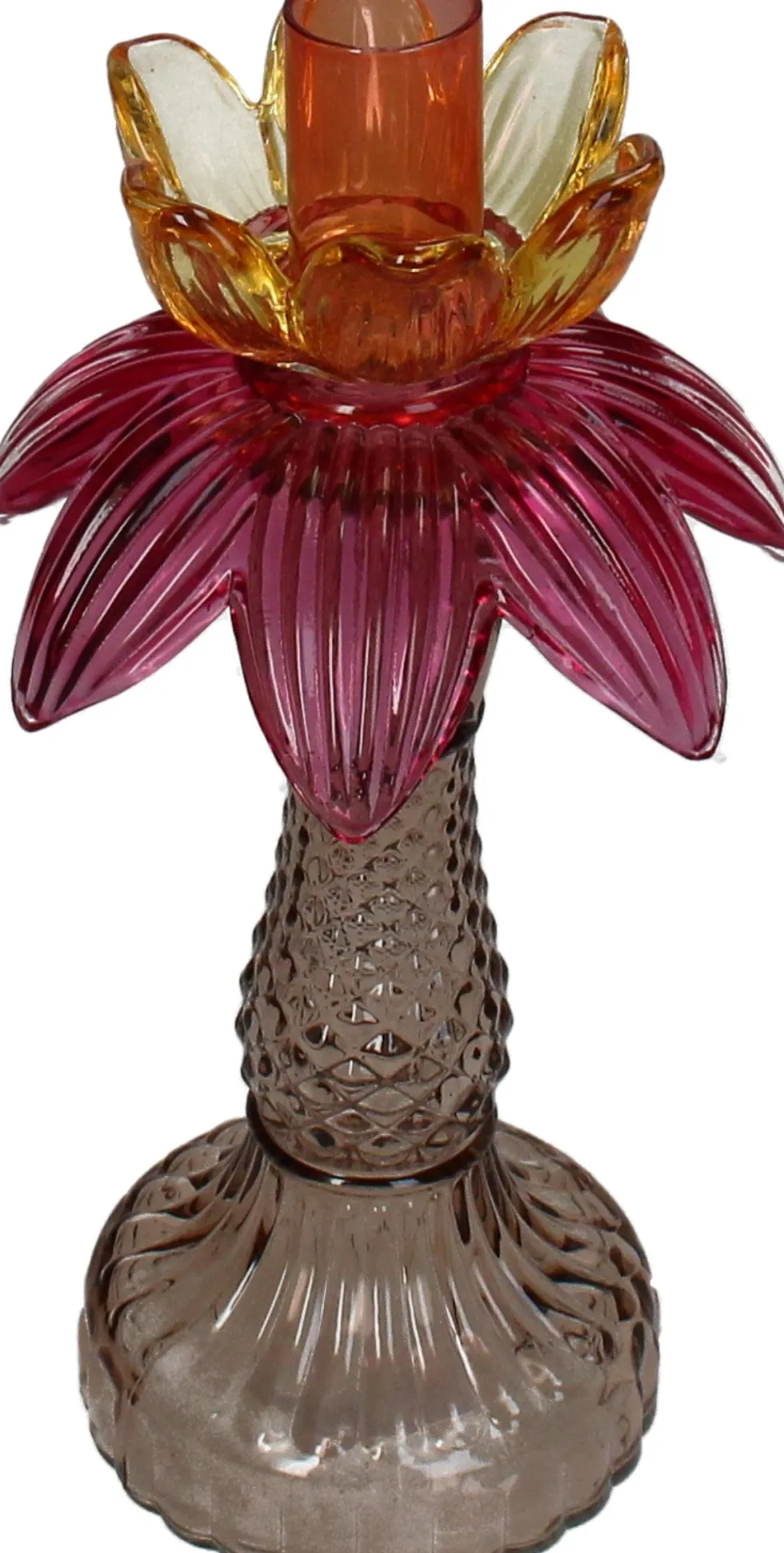 Kandelaar Flora oranje / roze / bruin D 11 H 22,5 cm