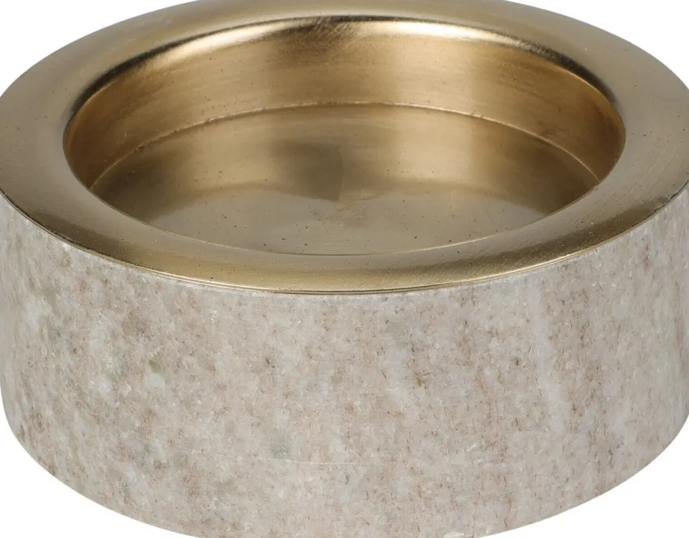 Kandelaar grijs / goud D 10,5 H 4,5 cm