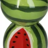 Kandelaar groen / rood D 8,5 H 15,6 cm