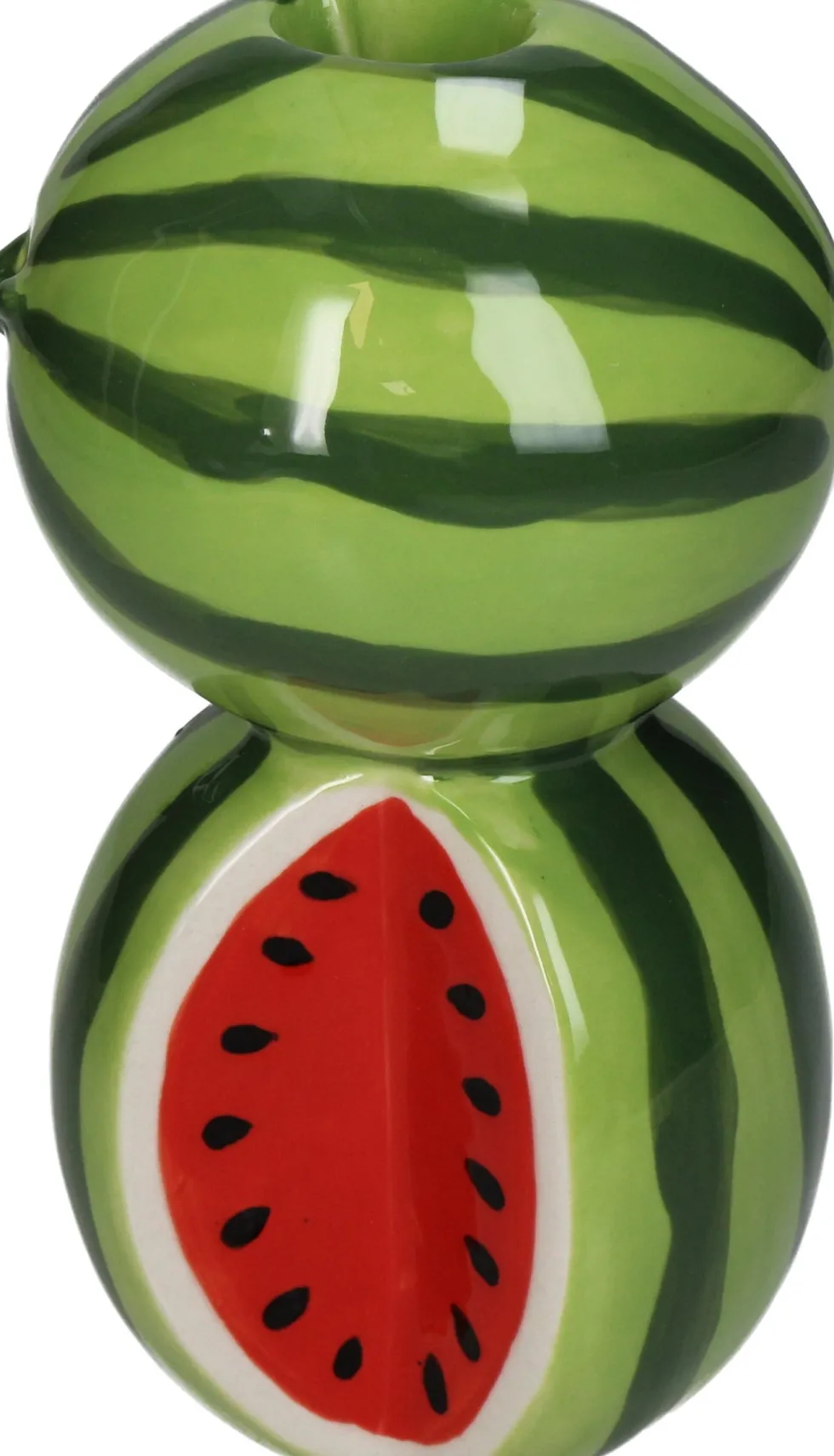Kandelaar groen / rood D 8,5 H 15,6 cm