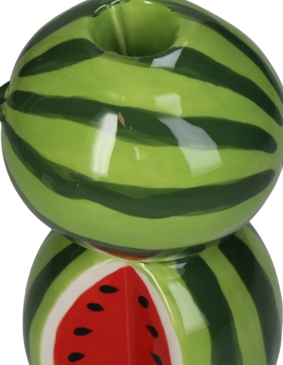 Kandelaar groen / rood D 8,5 H 15,6 cm