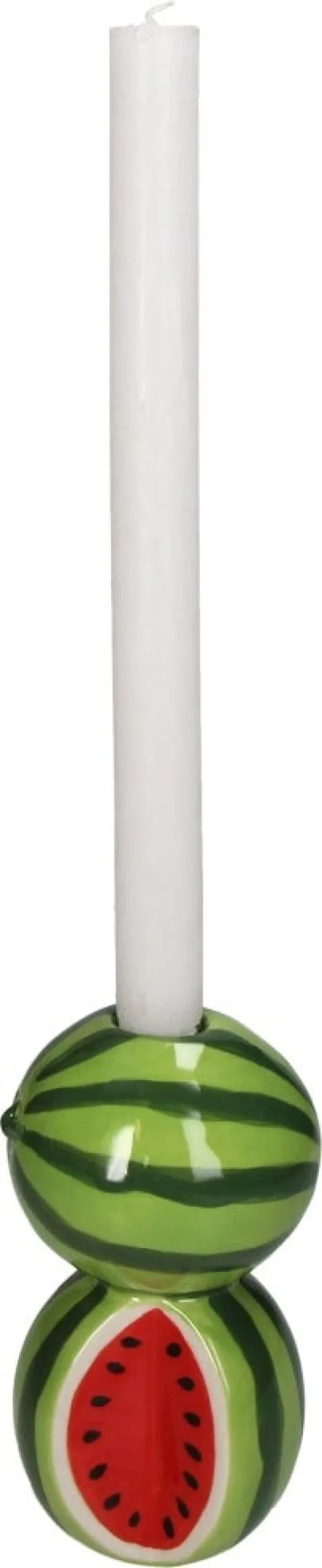 Kandelaar groen / rood D 8,5 H 15,6 cm
