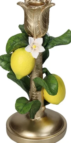Kandelaar Lemon goud / geel / groen 11 x 10,5 x 21,5 cm