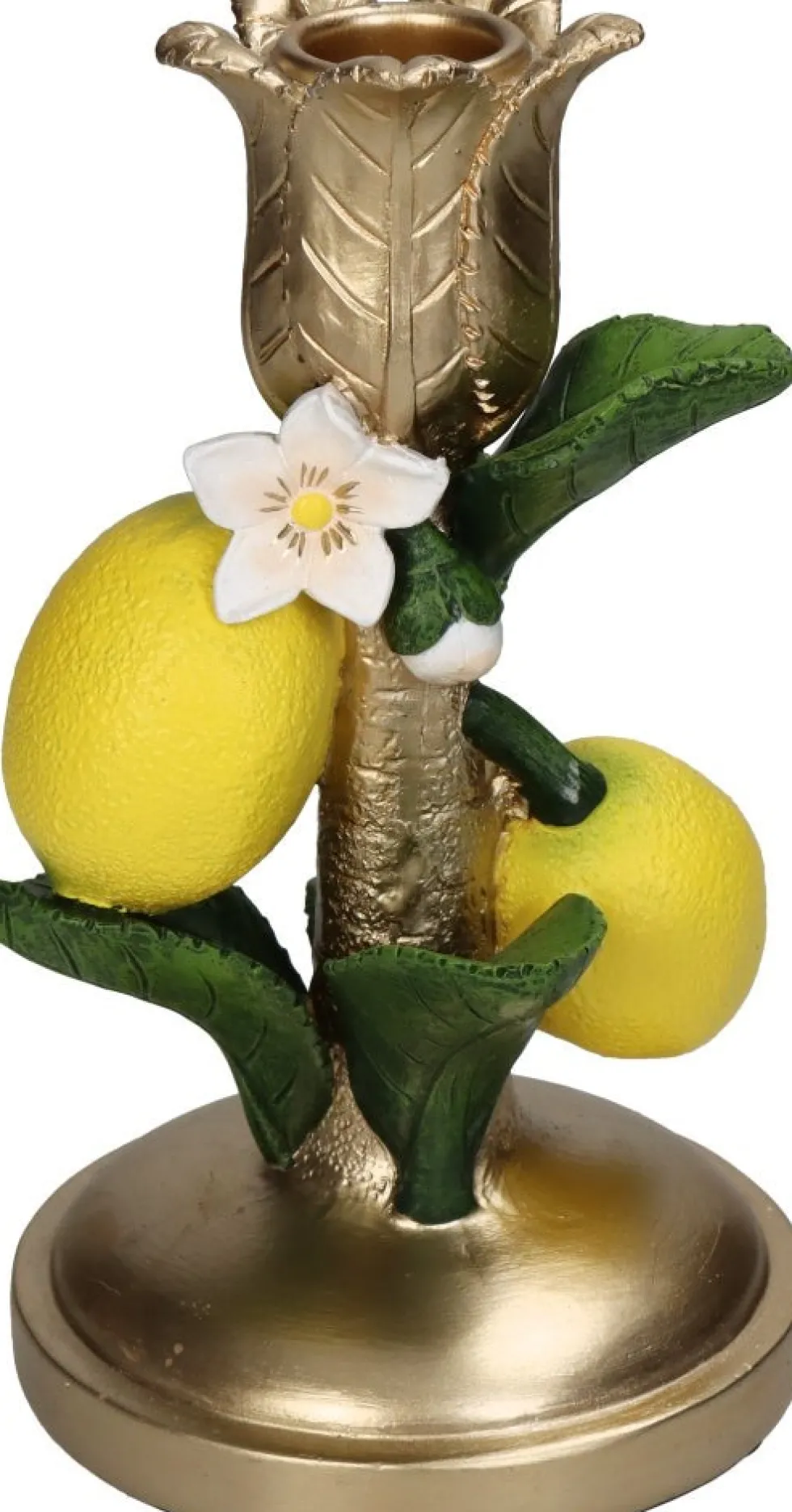 Kandelaar Lemon goud / geel / groen 10 x 10 x 17,5 cm