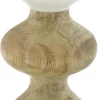 Kandelaar naturel / wit D 8,5 H 20 cm