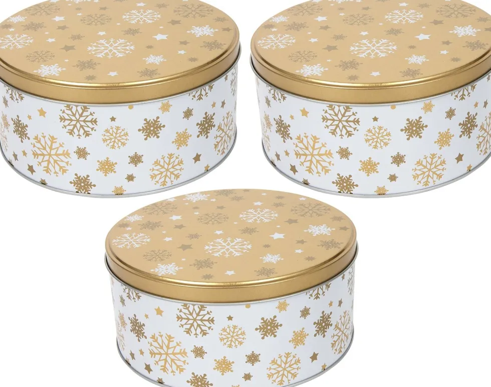 Kerstblik sneeuwvlokken goud 19,7 x 19 x 8,6 cm 3 stuks