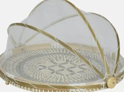 Kitchen Goods & More dienblad met foodcover naturel / blauw D 40 H 24 cm
