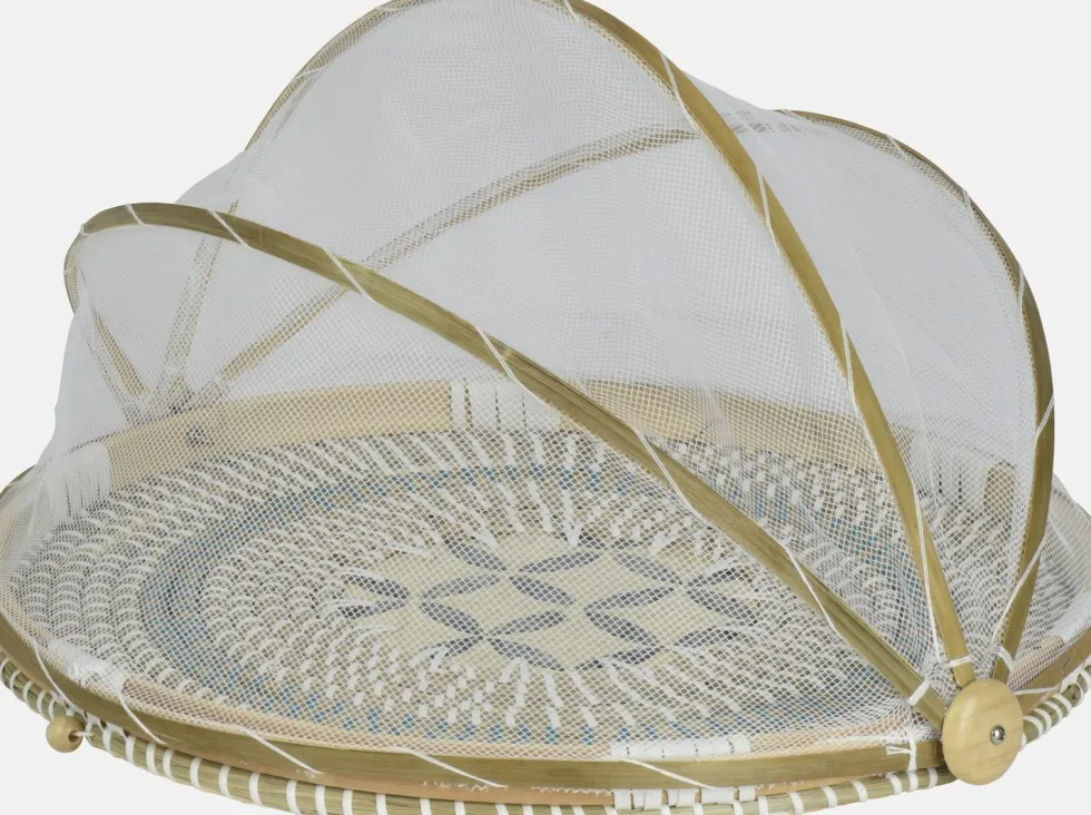 Kitchen Goods & More dienblad met foodcover naturel / blauw D 40 H 24 cm