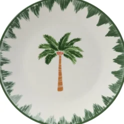 Kitchen Goods & More ontbijtbord Palm wit / groen D 18,8 H 1,9 cm